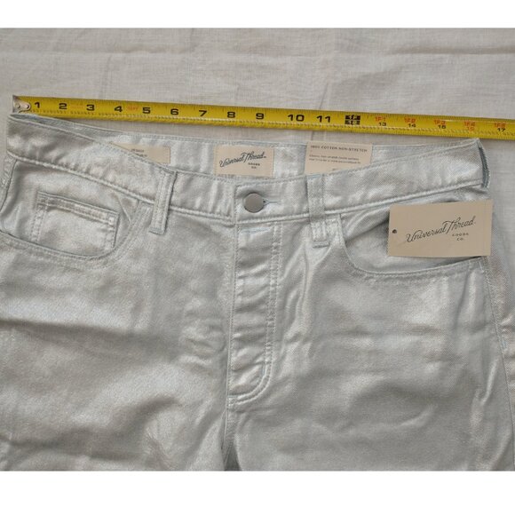 Universal Thread 90s Baggy Silver Metallic Denim Jeans - Women's Size 8 Regular - Picture 12 of 14